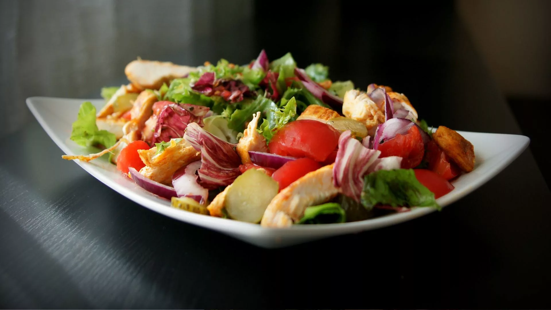A close up of a chicken salad to represent how the weekly menu is part of why Rosemont College is a Forbes rated best online college, and a best Main Line college.