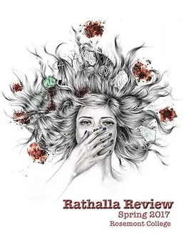 Abstract art with text that reads Rathalla Review to represent how Rathalla Review is part of why Rosemont College is a Forbes rated best online college, and a best Main Line college.