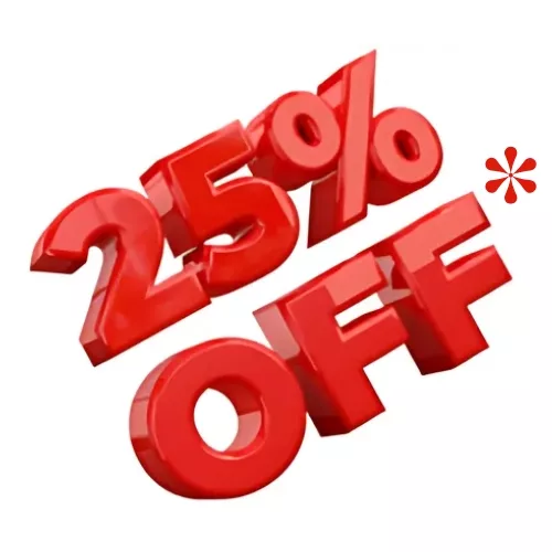 A graphic that reads 25% OFF* to represent how sales in the campus store are part of why Rosemont College is a best Main Line college.