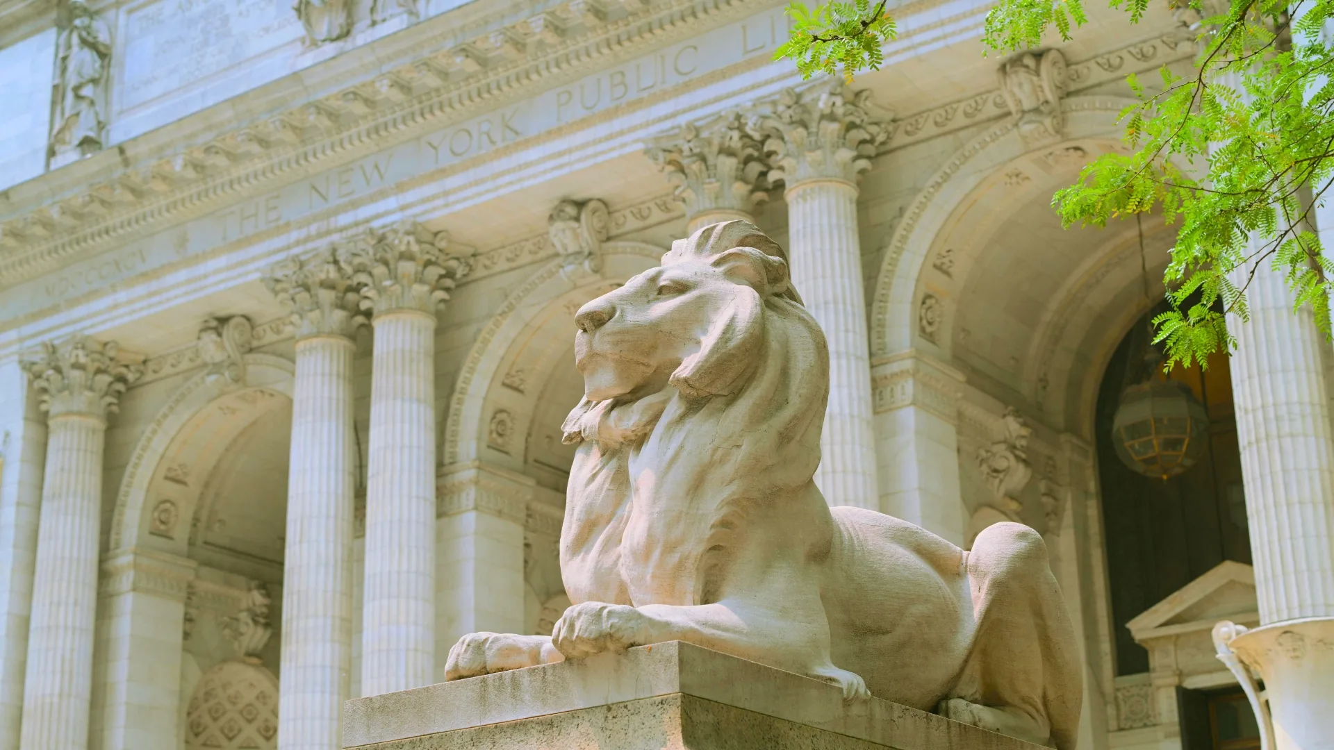 The exterior of a New York Public Library to represent how grants and scholar and writer fellowships are part of why Rosemont College is a Forbes rated best online college, and a best Main Line college.