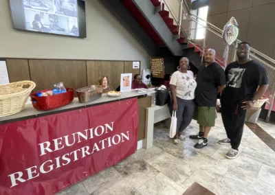 Reunion registration table to represent how Rosemont College is a Forbes rated best online college, and a best Main Line college.