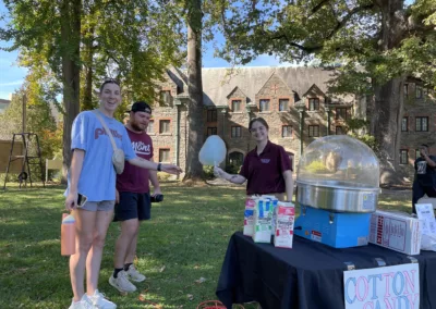 Oktoberfest 2025 Cotton Candy table to represent how Rosemont College is a Forbes rated best online college, and a best Main Line college.
