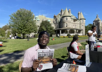 Oktoberfest 2025 table for The Rambler to represent how Rosemont College is a Forbes rated best online college, and a best Main Line college.