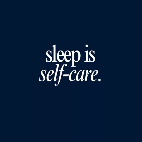 Graphic that reads "sleep is self-care" to represent how the Counseling Center is a part of why Rosemont College is a Forbes rated best online college, and a best Main Line college.