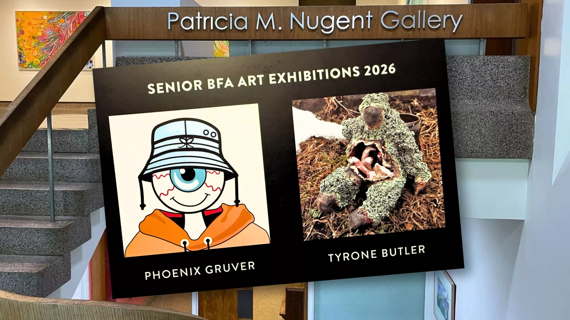 A postcard featuring 2026 Student BFA Art Exhibits to represent how art is a part of why Rosemont College is a Forbes rated best online college, and a best Main Line college.