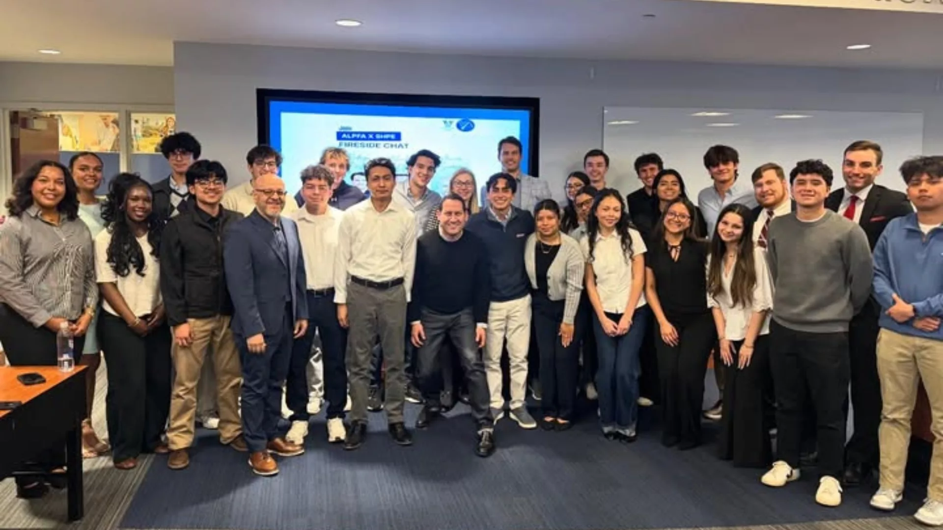 Rosemont ALPFA club students collaborating at Villanova for a Fireside Chat in April 2026 to represent how student clubs are part of why Rosemont College is a Forbes rated best online college, and a best Main Line college.
