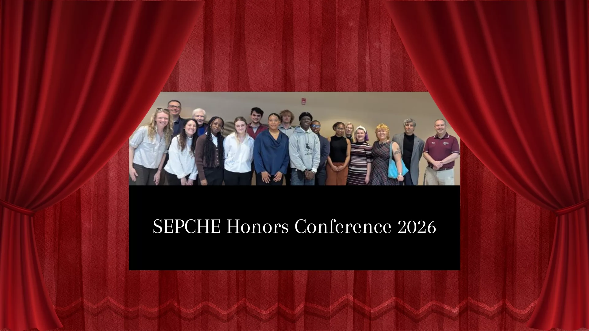 Photo of SEPCHE Honors Conference 2026 Rosemont student and faculty participants to represent how the Honors Program is part of why Rosemont College is a Forbes rated best online college, and a best Main Line college.