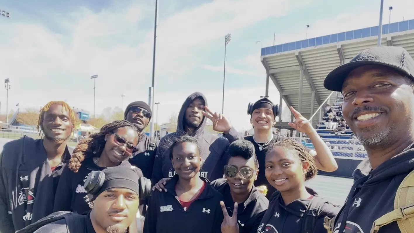 Photo of the 2026 first spring track meet to represent how athletics are part of why Rosemont College is a Forbes rated best online college, and a best Main Line college.