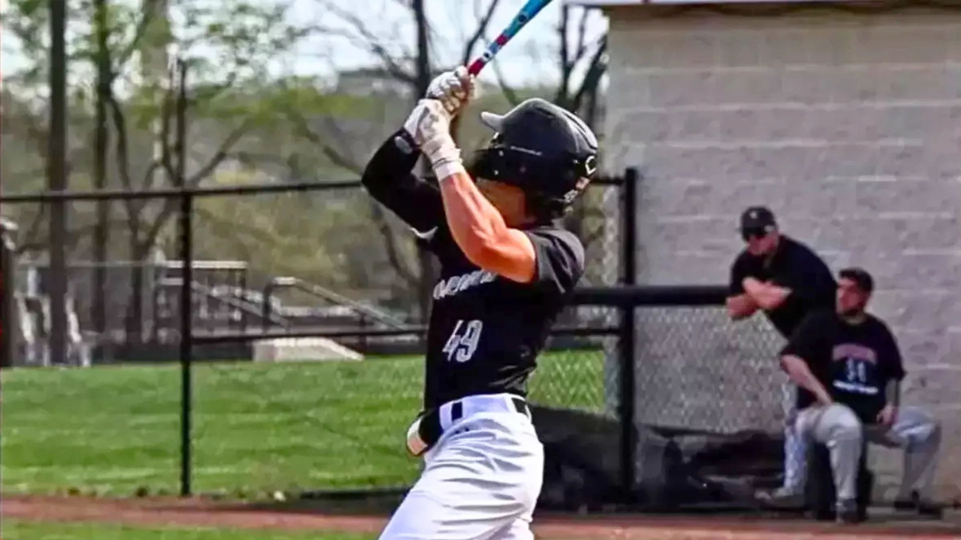 Brandon Peake batting to represent how the 2026 Baseball team is a part of why Rosemont College is a Forbes rated best online college, and a best Main Line college.