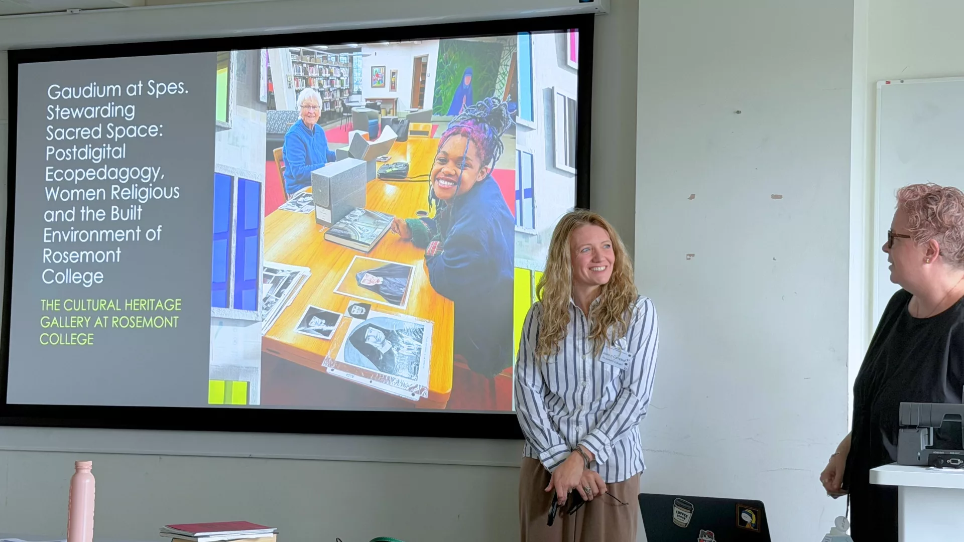 Professor Joanne Campbell presenting research at Queen Mary University in London to represent how Rosemont College is a Forbes rated best online college, and a best Main Line college.